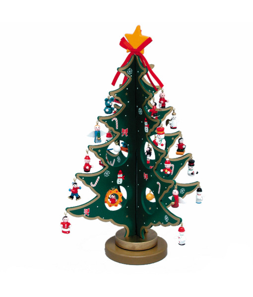 Wood Tree with Mini Ornaments