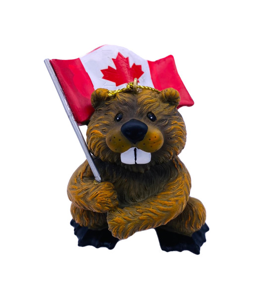 Beaver with Canadian Flag Ornament