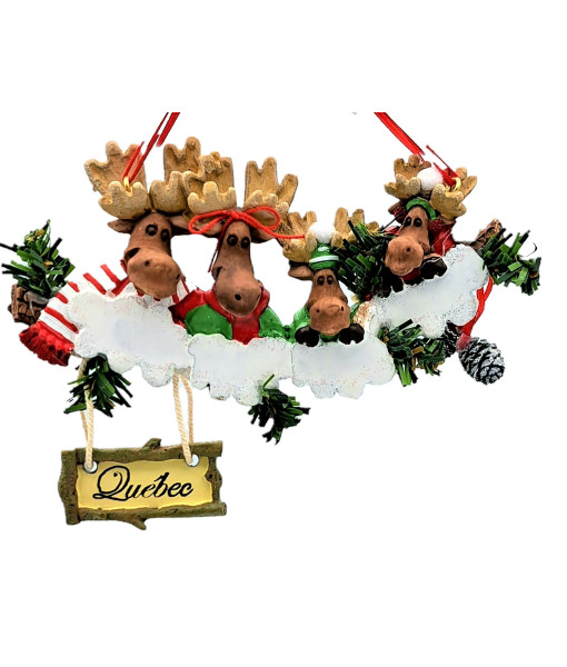 Ornament, 4 moose, with pine cones,