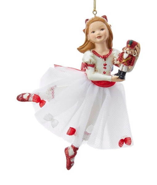 The Nutcracker`s Clara with red shoes and white dress. Made of resin. (5.5