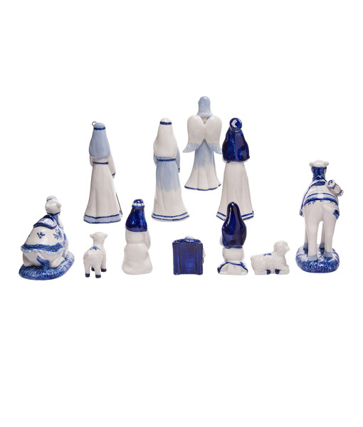 Ensemble de la Nativité en porcelaine bleue de Delft