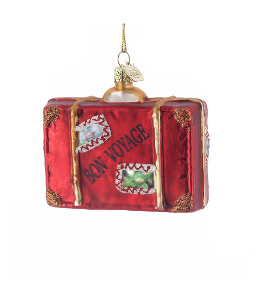 Red Luggage Glass Ornament