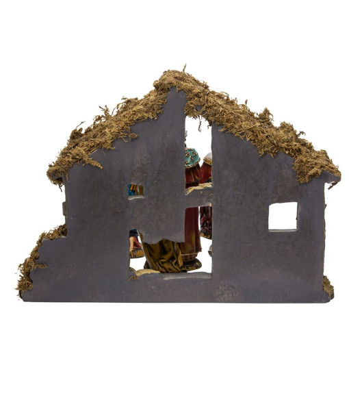 Décoration de table, ensemble de la Nativité avec étable.