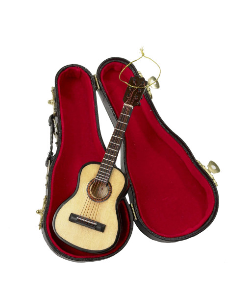 6 String replica guitar with protective black box, ornament