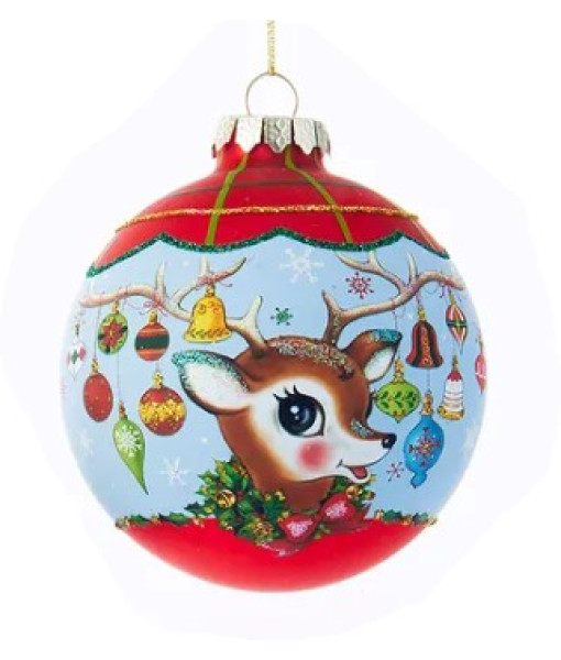 Reindeer Glass Ball Ornament