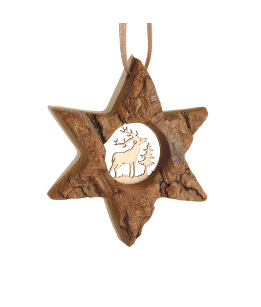 German Wood, Ornament, star shape with stag