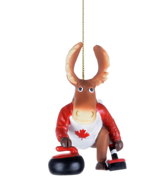 Canadian Curling Moose Ornament