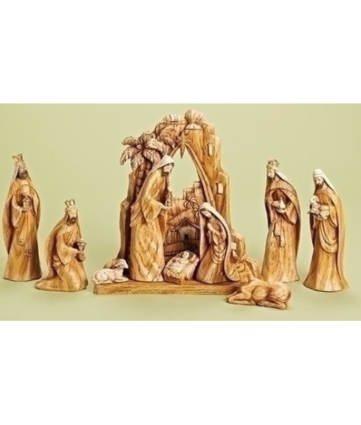 Nativity Scene, Simulated wood, 9 pcs, 12