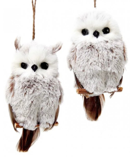 Brown and White Horned Owl Ornament