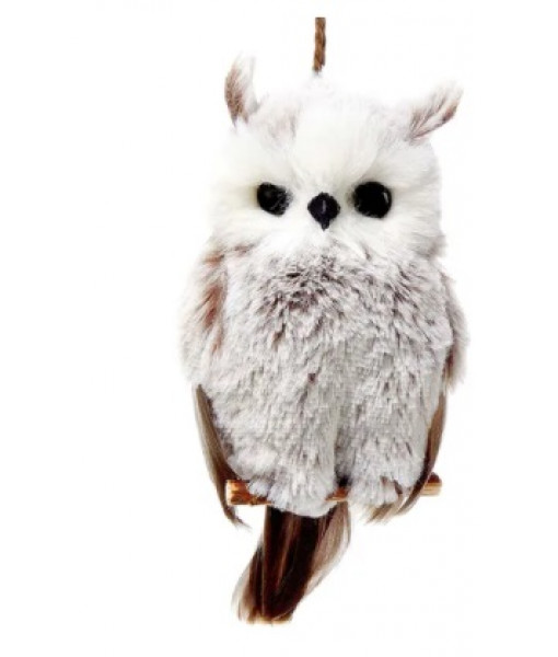 Brown and White Horned Owl Ornament