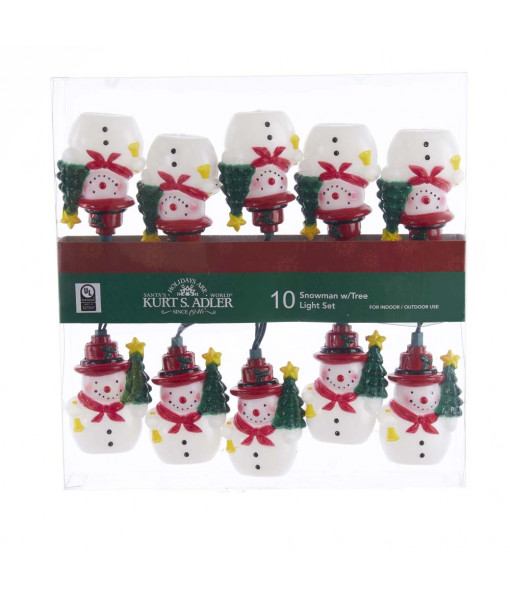 10-Light Snowman With Christmas Tree Light Set