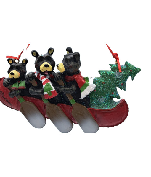 Ornament, Canoe with family of 3 bears