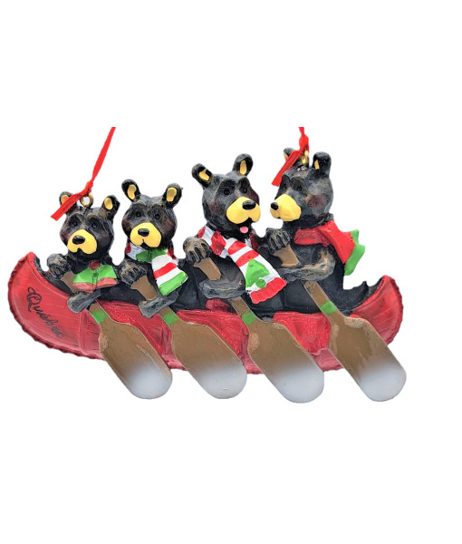 Ornament, Canoe with family of 4 bears