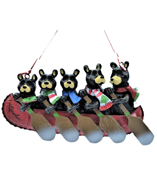 Ornament, Canoe with family of 5 bears