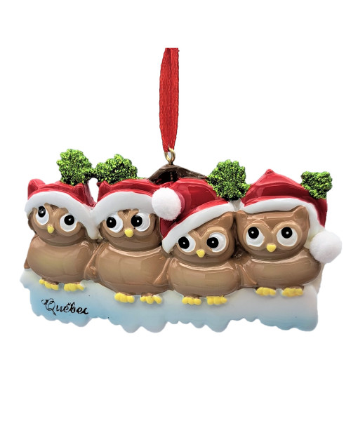Ornament, family of 4 owls
