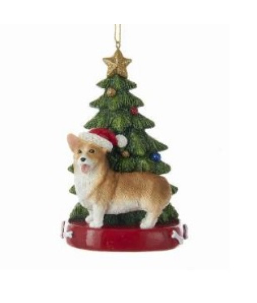 Corgi Ornament with Christmas tree