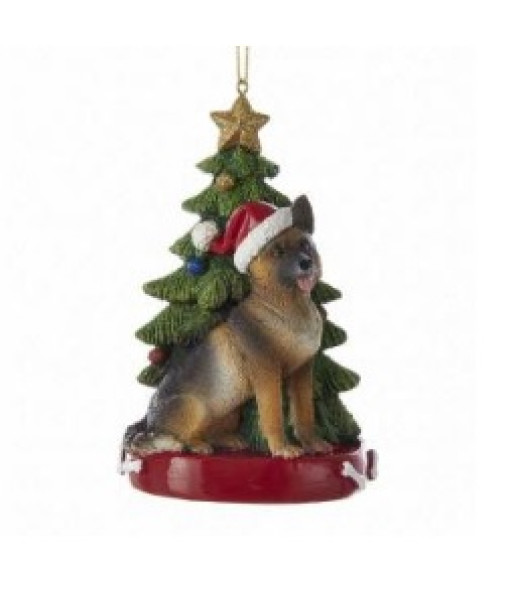German sheperd ornament with Christmas tree