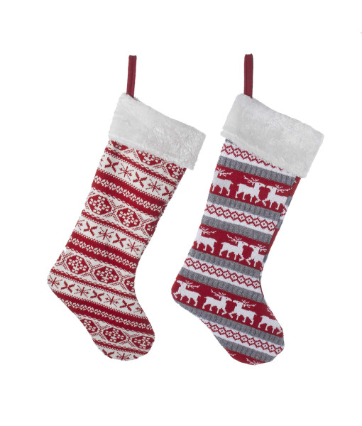 Red and White Snowflake Patterned Stocking
