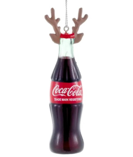Ornement, bouteille de Coca Cola classique avec des bois festifs