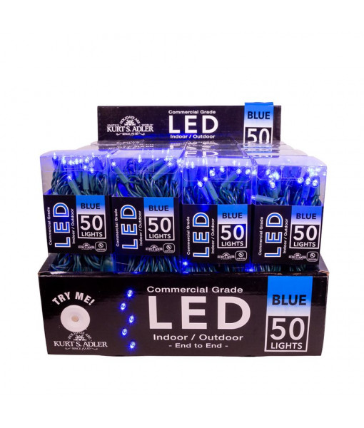 50-Light 5MM Blue LED Green Wire Light Set