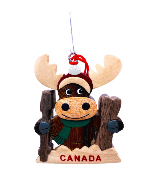 Ornament, Canada Souvenir, Moose with skis