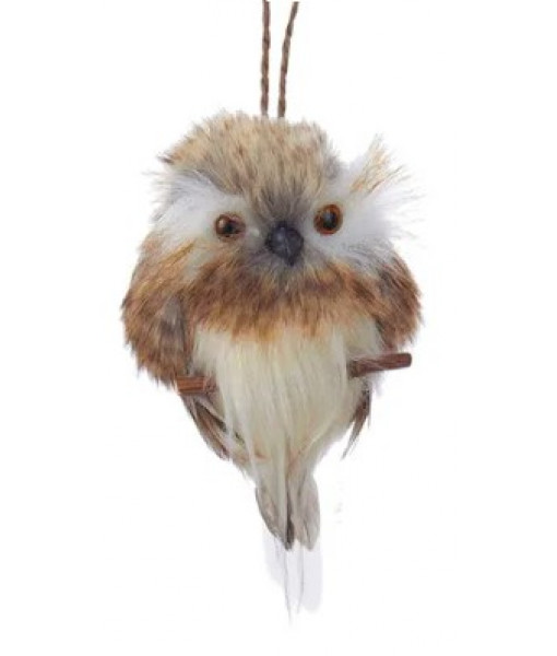 Brown Owl on Branch Ornament