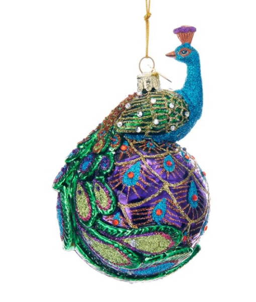Majestic Peacock Glass Ornament