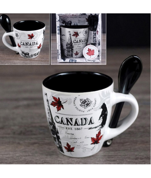 Souvenir of Canada Mug, with spoon, 3 oz, in attractive gift box.