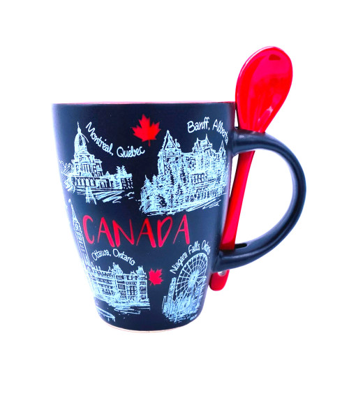 Tasse Souvenir du Canada, avec cuillère, 12 oz