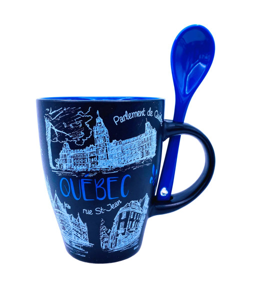 Souvenir of Quebec Mug, with spoon, 12 oz