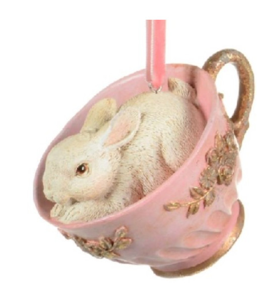 Bunny in Pink Tea Cup, Ornament