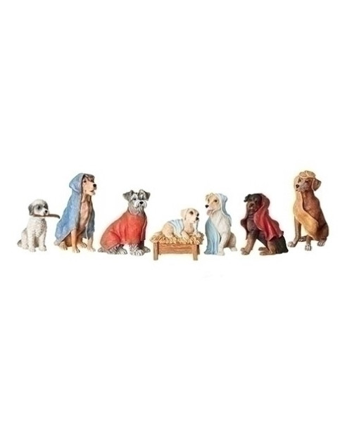 Canine Figurines, Nativity Scene, 7 piece set