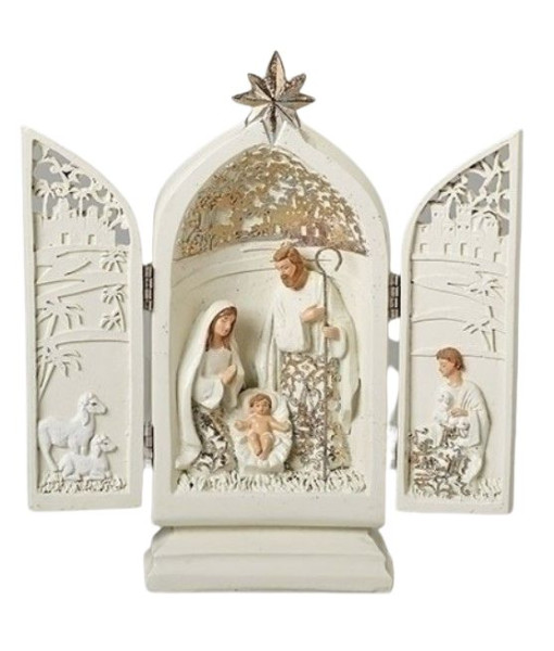 Holy Family Triptych, with gold leaf, 8
