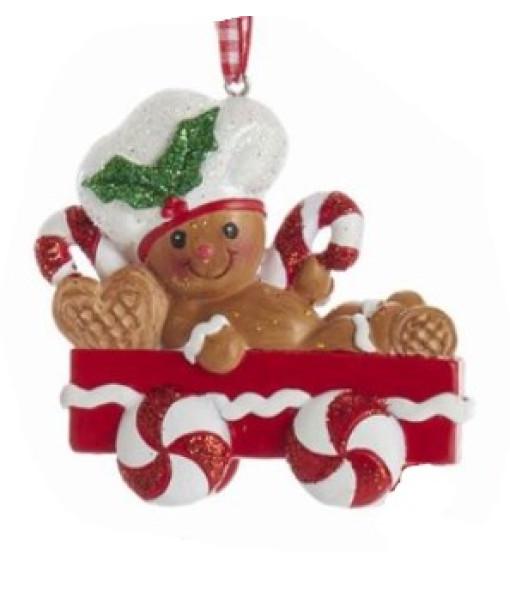 Ornament, Gingerbread Boy in Wagon
