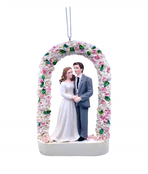 Wedding Couple Under Rose Ornament