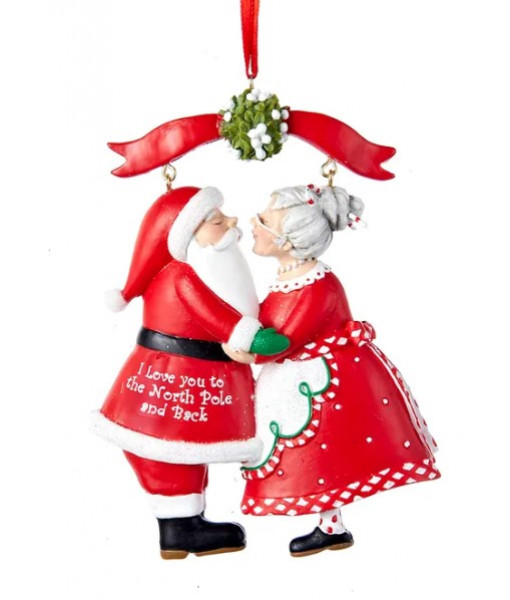 Mr and Mrs Claus Under the Mistletoe Ornament