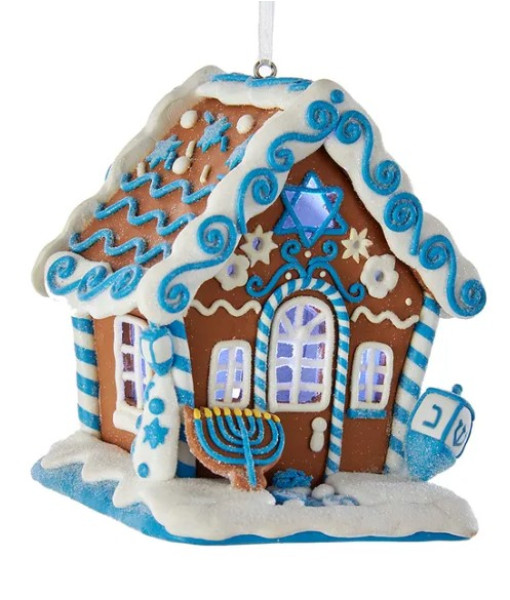 Tree ornament, Hanukkah gingerbread house, LED illumination