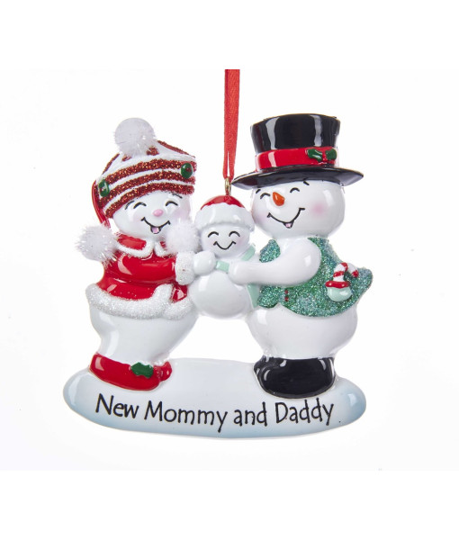 ''New Mommy and Daddy'' Snowmen Family Ornament
