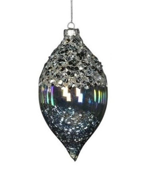Clear glass finial ornament with rainbow effect, 130mm