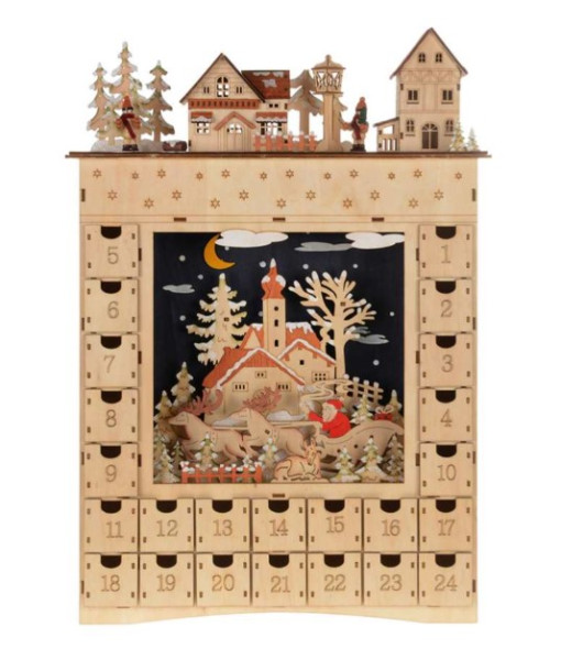 Table piece, ornament, Wooden  German style advent calendar