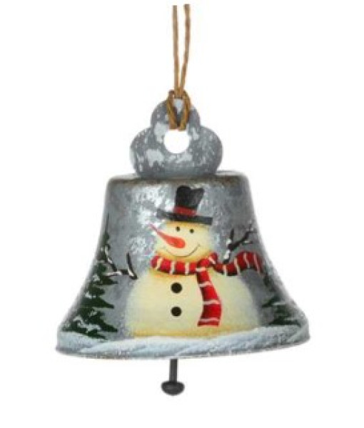 Snowman Grey Bell Ornament