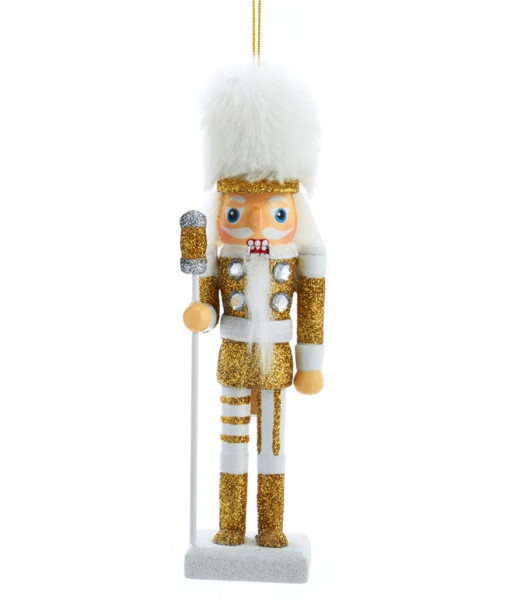 Gold Nutcracker with Furry Hat Ornament