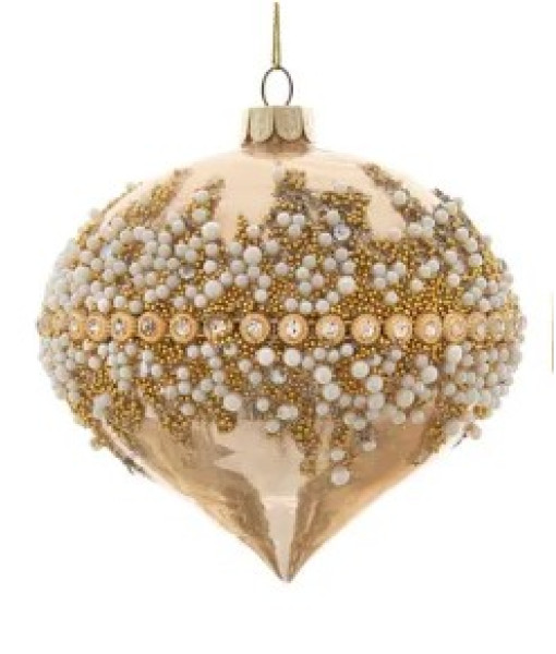 Gold Jewel Onion shape Glass Ornament