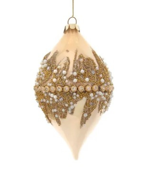 Gold Jewel Finial shape Glass Ornament