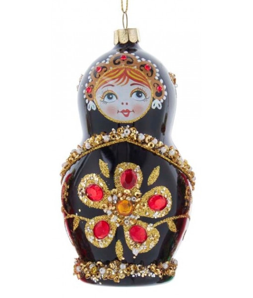 Glass ornament, Matryoshka Doll, in black
