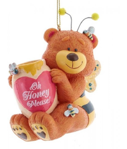 Bear with Honey Jar Heart Ornament