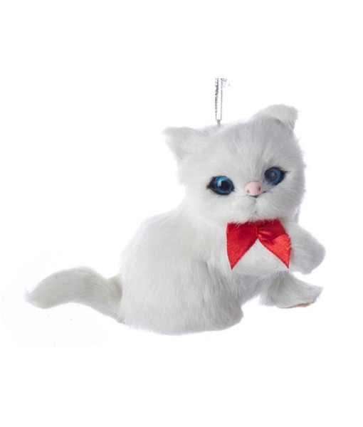 Ornament, White Fur Sitting Cat