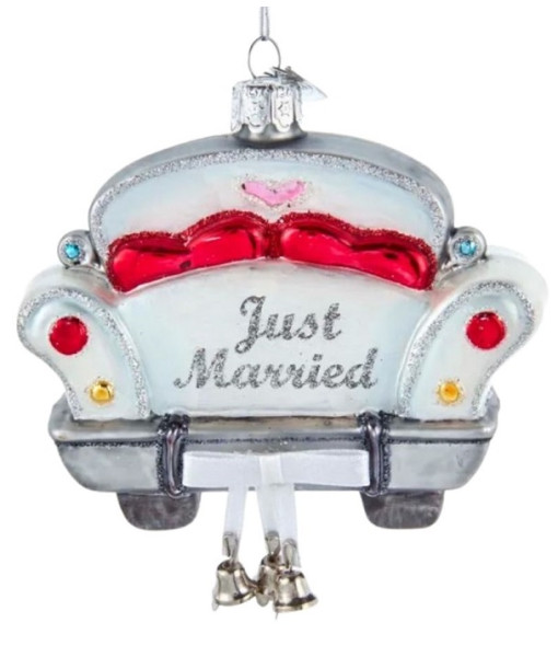 ''Just Married'' Glass Ornament
