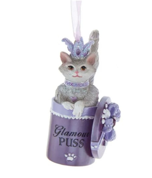 Cat in Purple Box Ornament