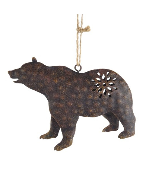 Brown Metal Bear Ornament